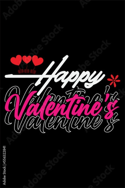 Fototapeta Happy valentines day t-shirt design typography vector illustration