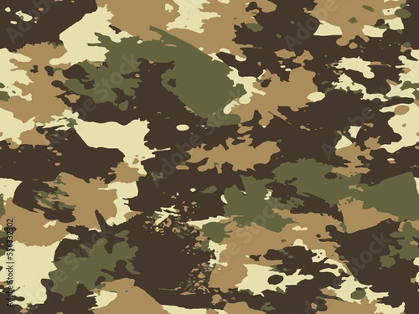 Fototapeta Full seamless military camouflage brown texture skin pattern vector for textile. Usable for Jacket Pants Shirt and Shorts. Army camo design for fabric print.