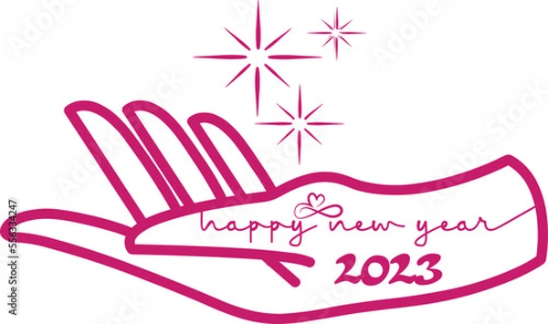 Fototapeta Happy New Year 2023 Hand Vector Text Design