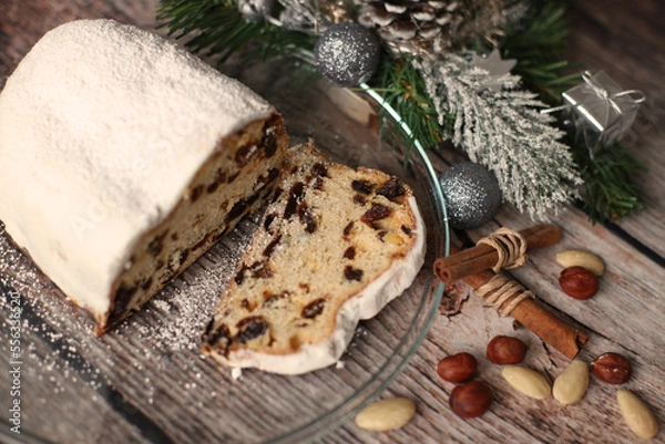 Obraz cake with nuts stollen christmas 