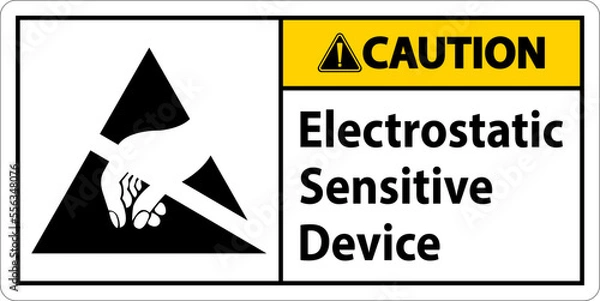 Fototapeta Caution Electrostatic Sensitive Device Sign On White Background