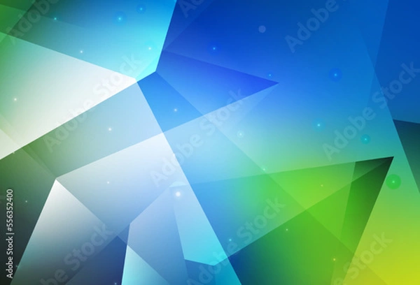 Obraz Light Blue, Green vector backdrop with lines, triangles.