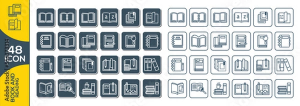 Fototapeta BOOK AND READING ICON SET DESIGN 