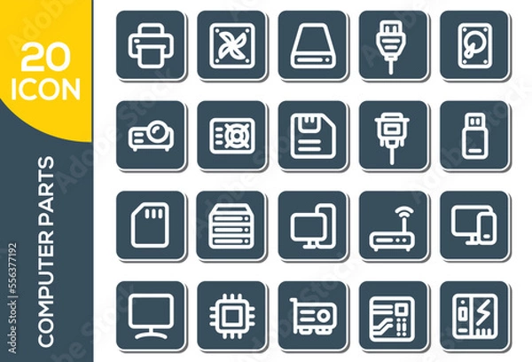 Fototapeta computer parts icon set design