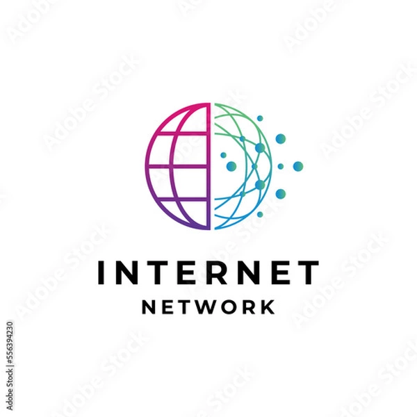Fototapeta playful globe and network logo design