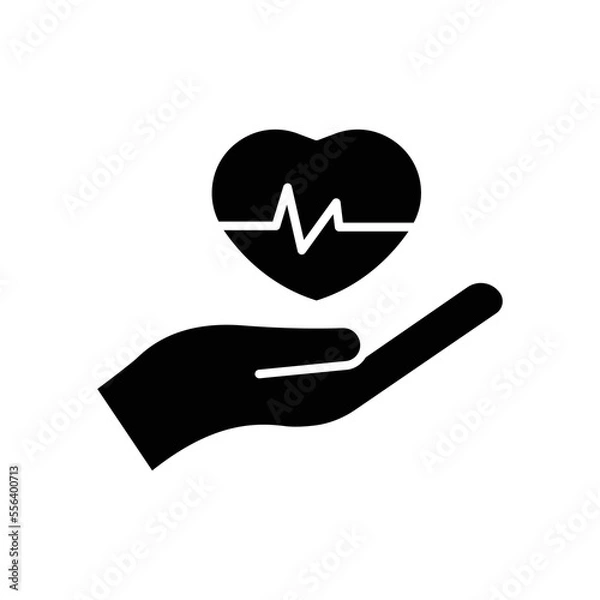 Fototapeta Hand icon illustration with heart. suitable for pulse icon. glyph icon style. icon related to fitness. Simple vector design editable