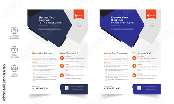 Fototapeta Trendy Flyer style vector design with an A4 format, modern leaflet cover, or presentation template. Suitable for social media and web or internet ads.