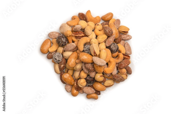 Fototapeta  A group of almonds, pistachios, walnuts, macadamia, cashews.