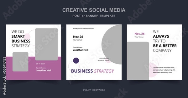 Fototapeta Editable minimal social media, web Banner Post Template. Suitable for social media posts and web internet ads. Vector illustration