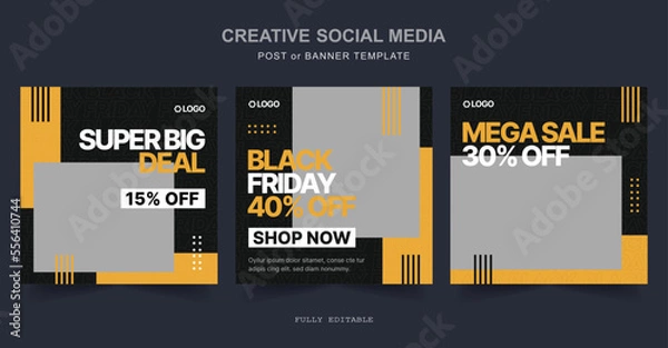 Fototapeta Editable minimal social media, web Banner Post Template. Suitable for social media posts and web internet ads. Vector illustration