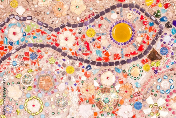 Obraz Wall decorated with gems and glass