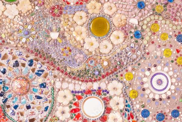 Obraz Wall decorated with gems and glass