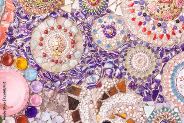 Obraz Wall decorated with gems and glass