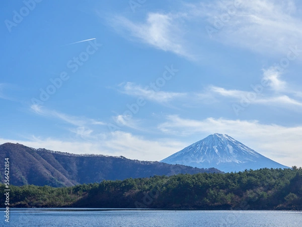 Obraz 12月（冬） 西湖から見る富士山 山梨県 富士河口湖町