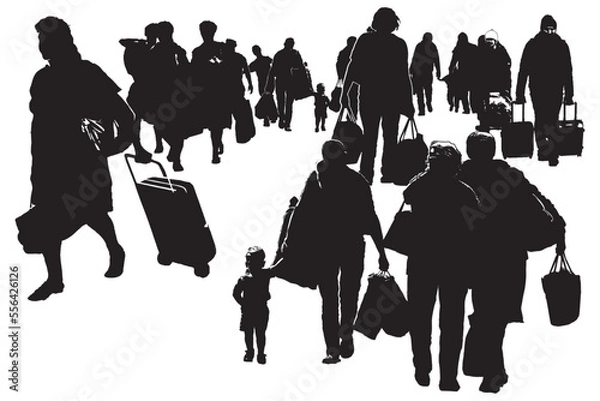 Fototapeta Vector illustration of Refugee concept design, It can use for Banners, Posters, Web, Digital, etc. Due to war, climate change, and global political issues, the refugee problem is gaining momentum. Edi