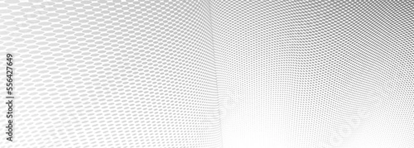 Fototapeta Dotted vector abstract background, light grey dots in perspective flow, dotty texture abstraction, big data technology image, cool backdrop.