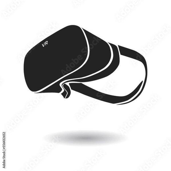Fototapeta 3d VR Headset illustration. Vector Virtual Reality technology digital glasses. Innovation device. Black and white