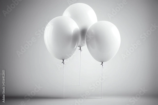 Fototapeta Drei weiße Luftballons, Generative KI