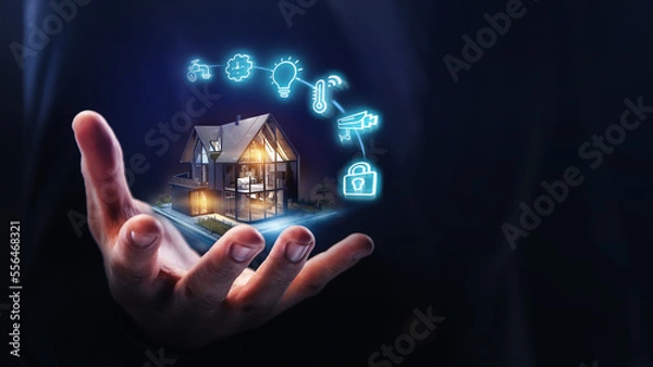 Fototapeta Smart home concept. Remote home control in a mobile application