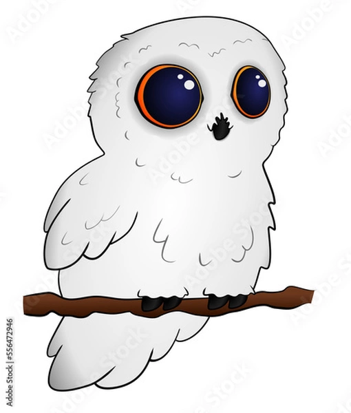 Obraz Cute snow owl, vector animal