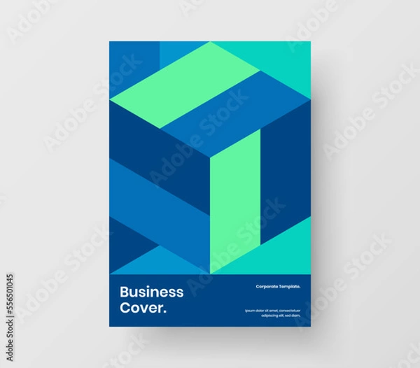 Fototapeta Isolated mosaic shapes cover layout. Clean annual report A4 vector design template.