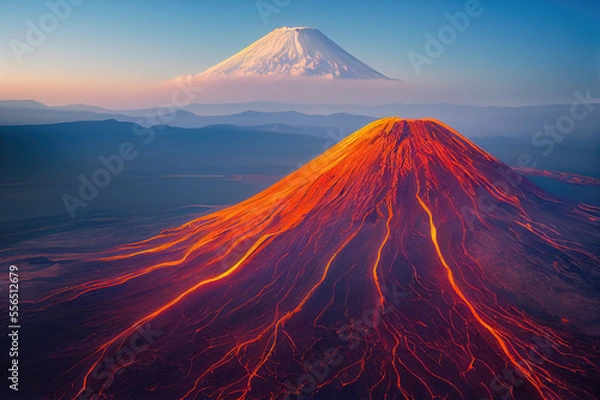 Obraz Active Volcano in the Sunset