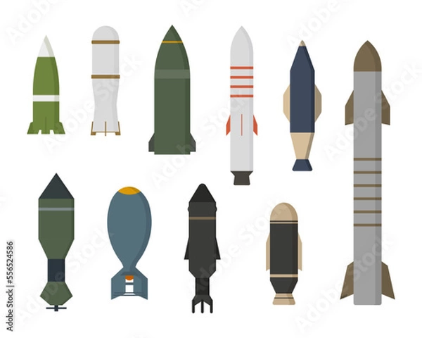 Obraz Rocket illustration set isolated white background. Vector simple flat graphic style