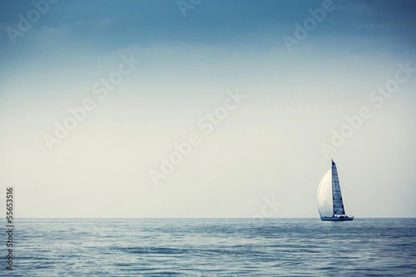 Fototapeta Sailing ship yachts with white sails