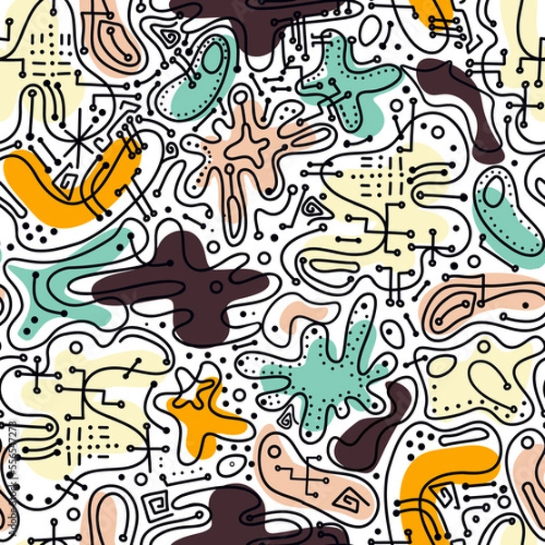 Fototapeta Abstract seamless pattern with microchips