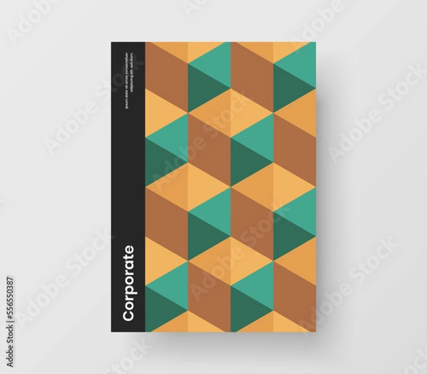 Fototapeta Abstract geometric tiles front page illustration. Creative corporate cover A4 design vector template.