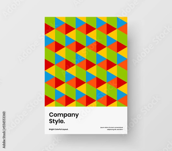 Fototapeta Creative corporate cover A4 design vector template. Original geometric tiles presentation layout.
