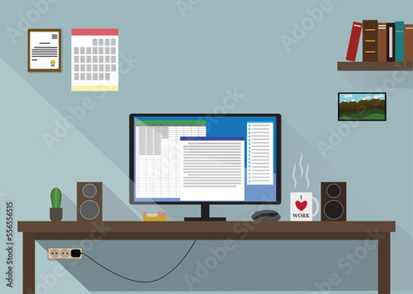 Obraz office desk with a computer