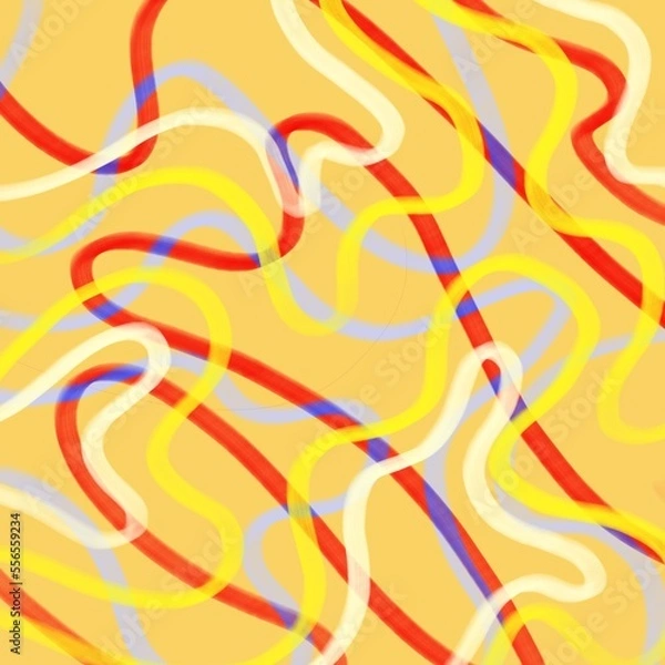 Obraz Abstract background of yellow, red, white curved lines, modern, minimalist, retro, elegant, office, warm decoration