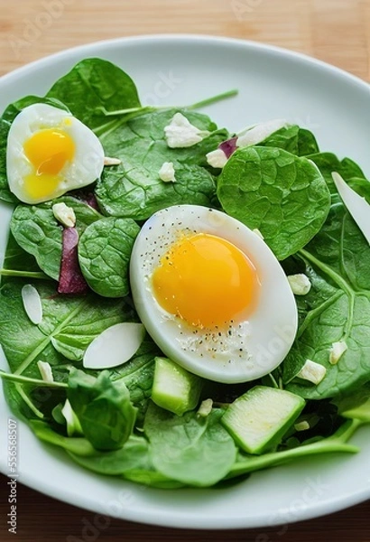 Obraz Spinach Salad with Egg (Generative AI)