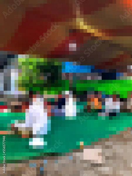 Obraz Abstract pixel background with the main composition of brown, green, and white.
