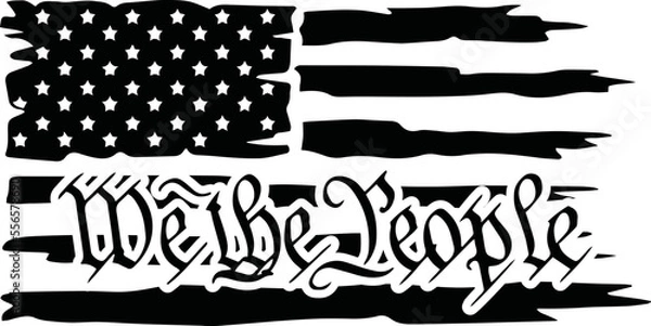 Obraz Distressed Flag We The People Preamble Text