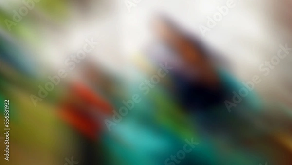 Obraz Abstract blurred background with a composition of green, white, blue, and a little red and black.