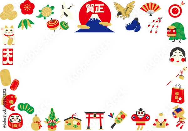 Obraz お正月・縁起物イラスト素材フレーム枠