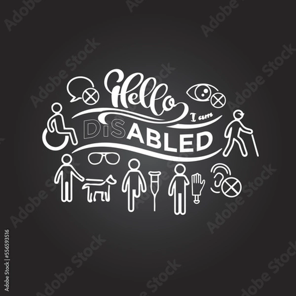Fototapeta  introducing I am disabbled and proud, Icon clip art