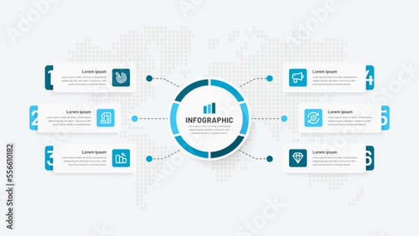 Obraz Circle Chain Business Infographic With 6 Steps