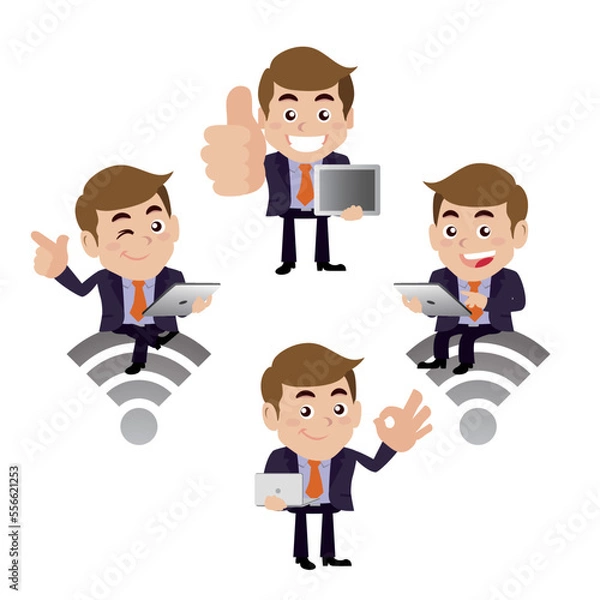 Fototapeta Set of man characters in different poses