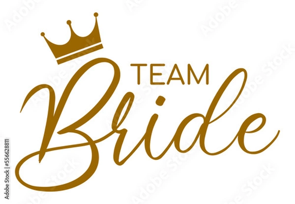 Fototapeta Team bride bachelorette party vector calligraphy design.hen party or bridal shower hand written calligraphy card, banner or poster graphic design lettering vector element. Bride to be quote
