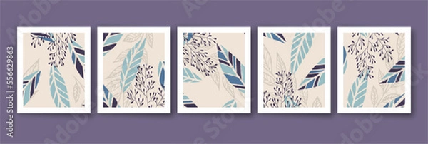 Obraz Scandinavian abstract botanical illustrations. Contemporary wall decor. Collection of trendy artistic posters. 