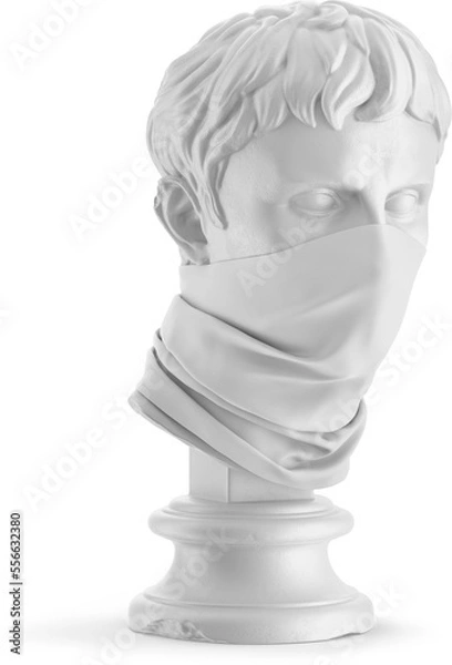 Obraz White Neck Gaiter on Antique Sculpture Isolated Mockup - 3D Illustration, Half Side View