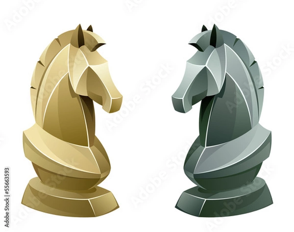 Fototapeta Black and white chess knight