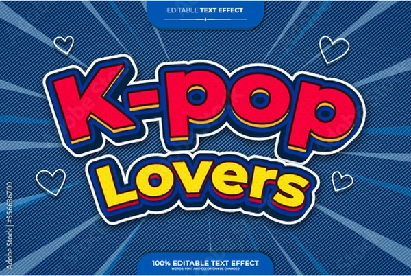 Fototapeta Kpop lovers 3d editable text effect. Vector art illustration