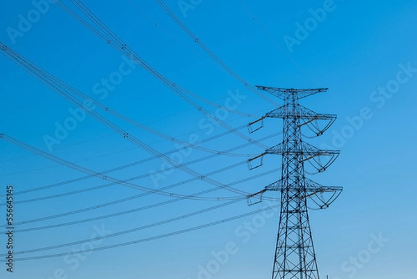 Fototapeta 送電線と青空