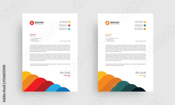 Obraz A4 business letterhead design template. Professional modern letterhead design layout.