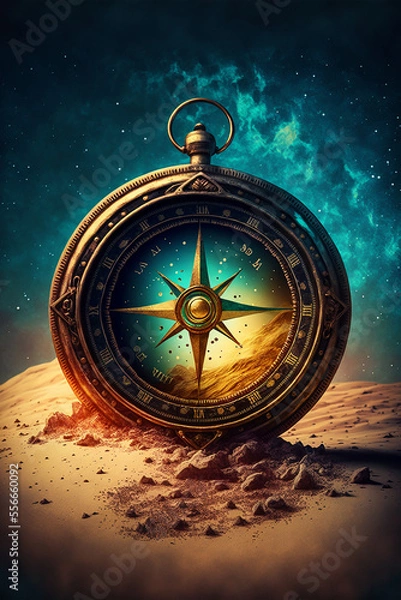 Fototapeta Compass illustration, generative ai