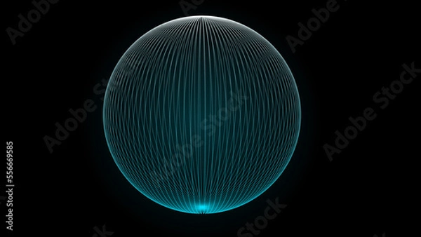 Fototapeta Global connections of particles in the technological sphere. Sphere of digital connections. Abstract detail technology in a networked world. 3d rendering.